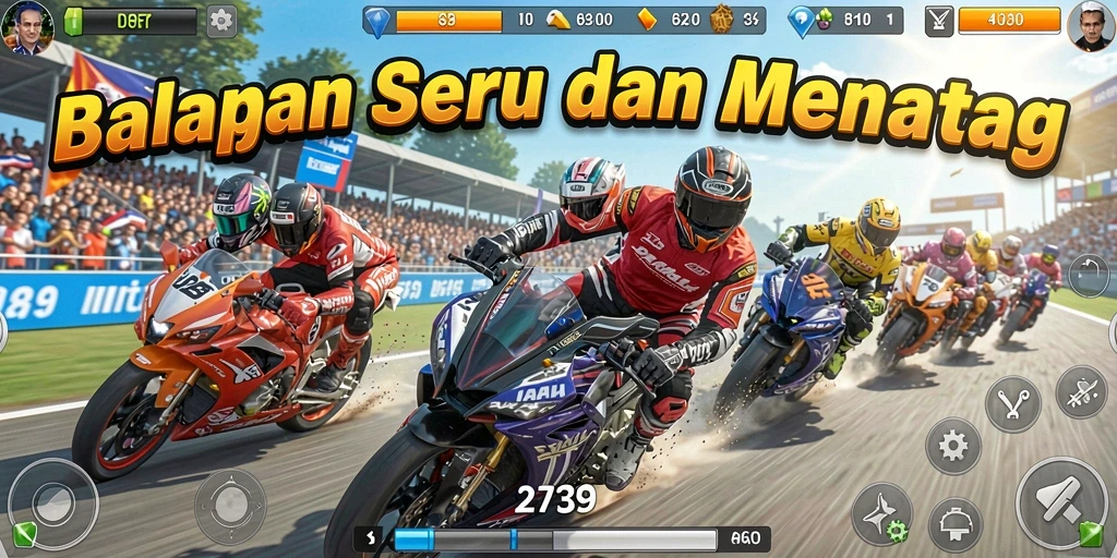 Tampilan menegangkan dalam balapan yang dinamis dan penuh aksi.
