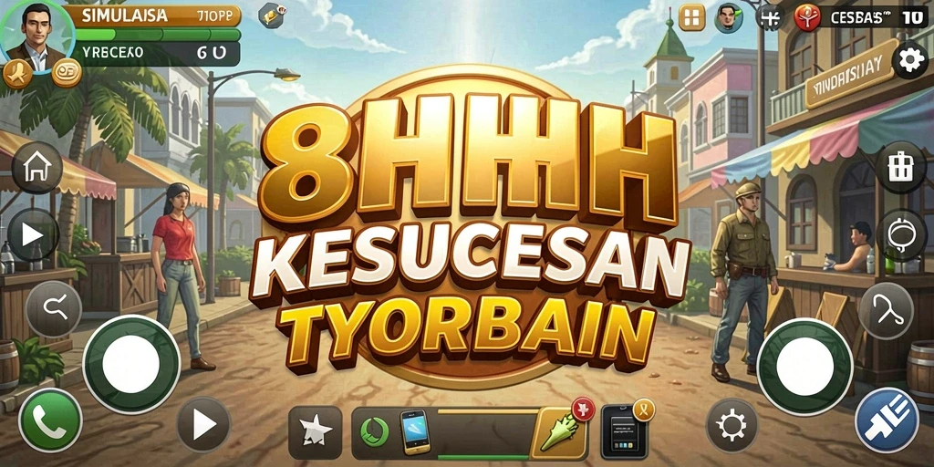 Screenshot gameplay 8HHH menunjukkan suasana bisnis yang dinamis.