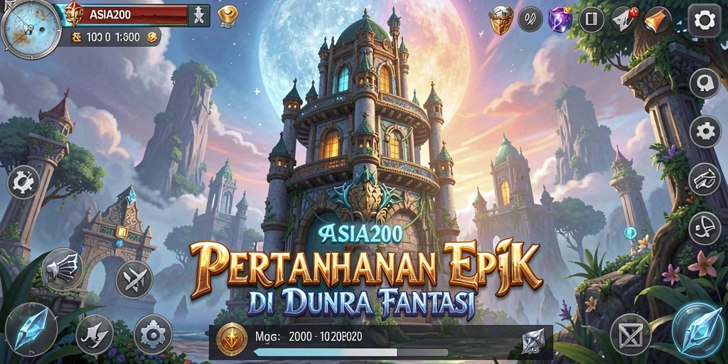 Tampilan gameplay ASIA200 yang menegangkan dalam pertempuran Tower Defense.