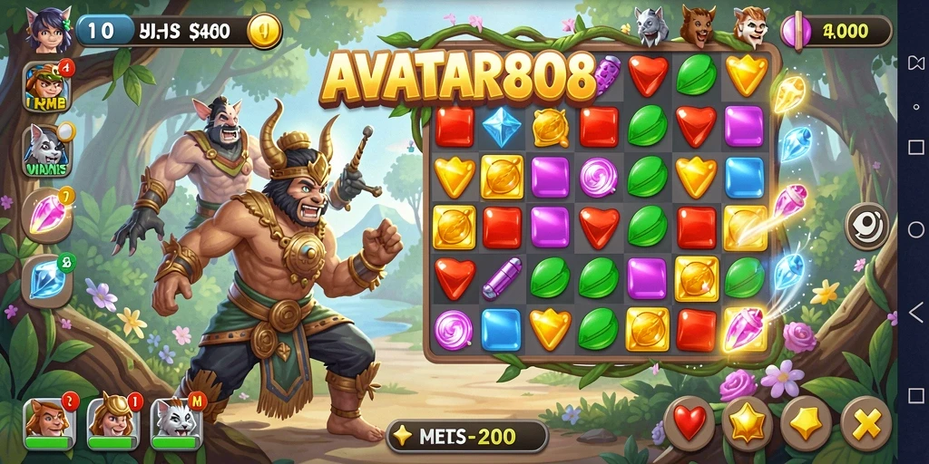 Tangkap layar utama gameplay Match-3 yang mengasyikkan.
