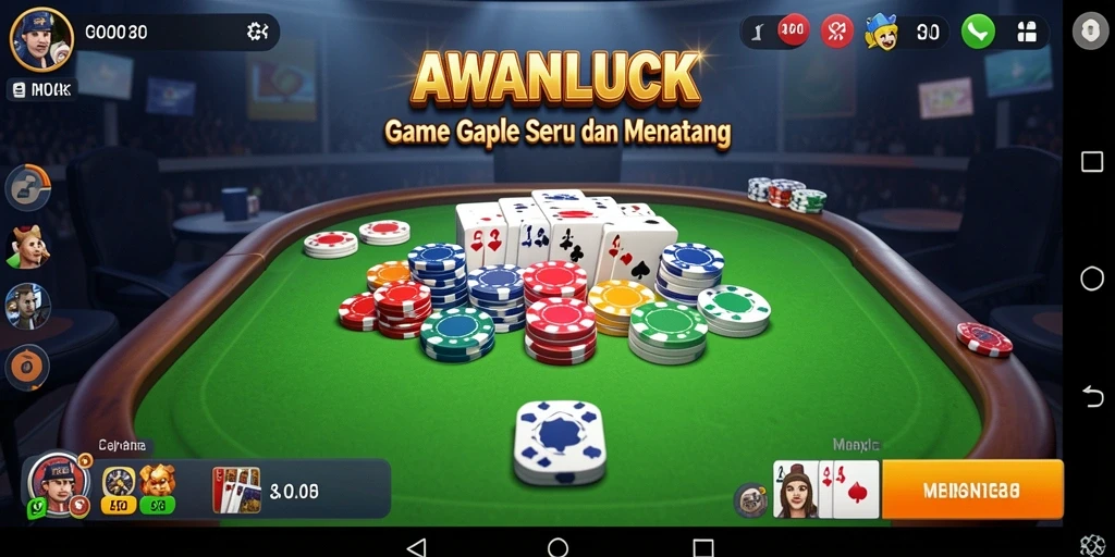 Screenshot gameplay AWANLUCK menunjukkan momen menegangkan saat bermain Gaple.