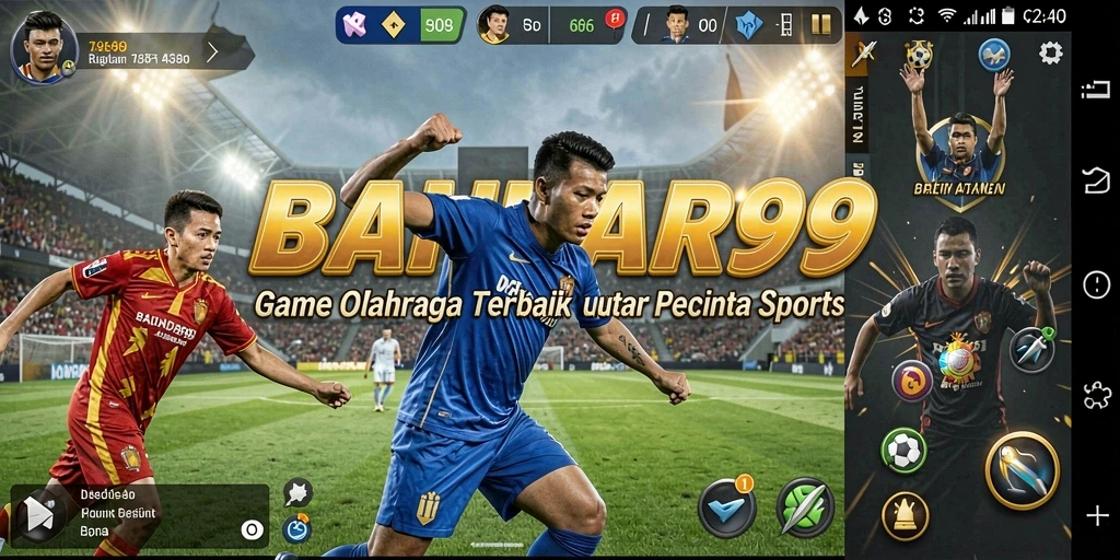 Screenshot utama BANDAR99 menunjukkan aksi seru dalam pertandingan olahraga.