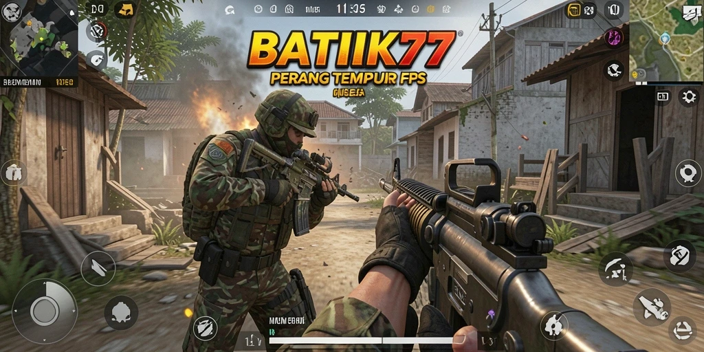 Screenshot utama BATIK77 menampilkan aksi intens dalam gameplay FPS.