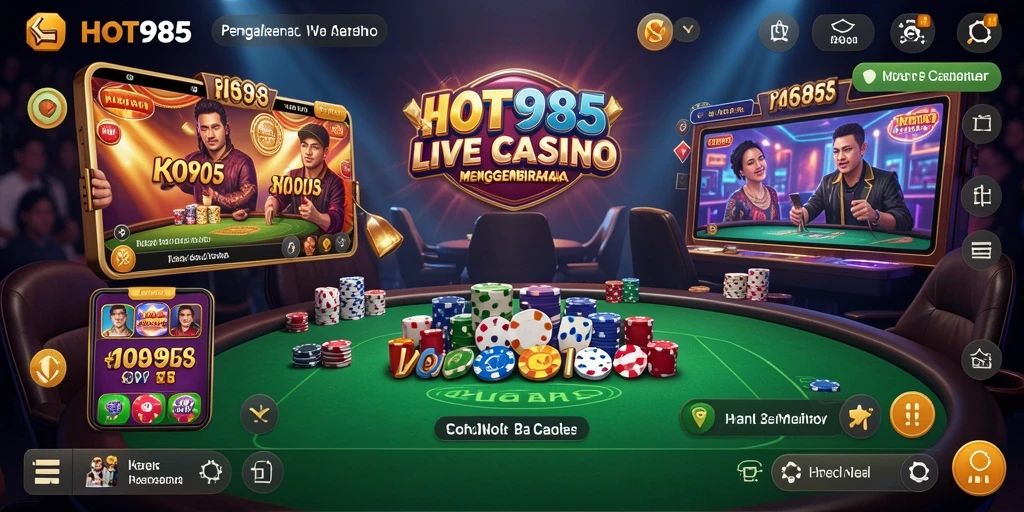 Tampilan gameplay Live Casino yang mendebarkan dalam HOT985.