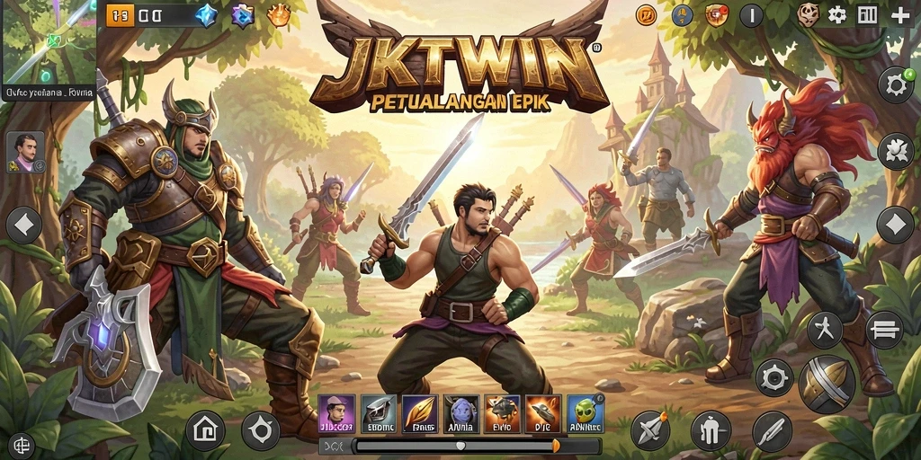 Screenshot gameplay JKTWIN menampilkan pertarungan seru di dunia RPG.