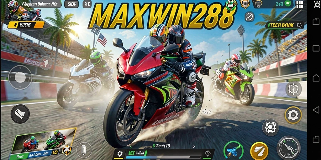 Gameplay balapan motor yang seru dan penuh aksi di MAXWIN288.