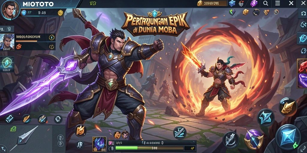 Tangkapan layar gameplay MOBA yang menegangkan di MIOTOTO.