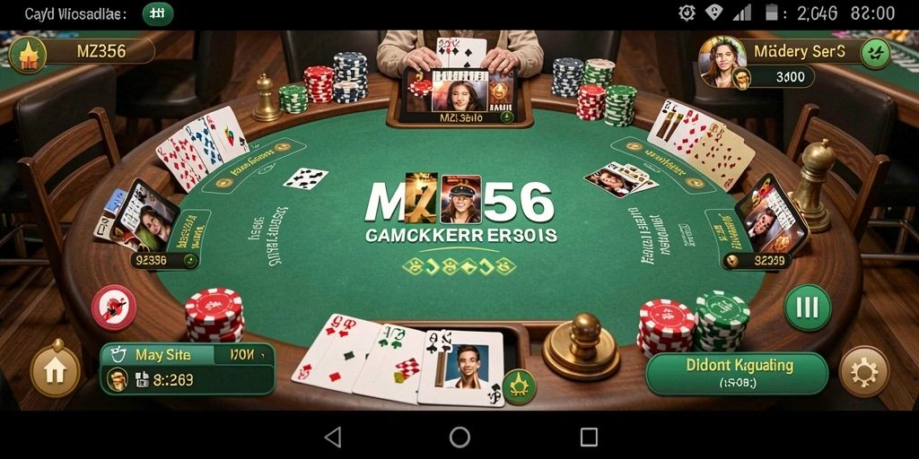 Screenshot MZ356 menampilkan aksi seru dalam permainan Poker.