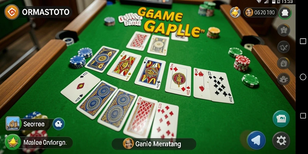 Screenshot gameplay <strong>ORMASTOTO</strong> menunjukkan tampilan kartu Gaple yang menarik.