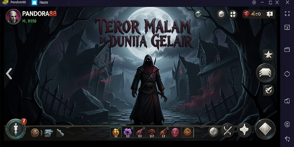 Menampilkan gameplay menakutkan di dunia kegelapan.