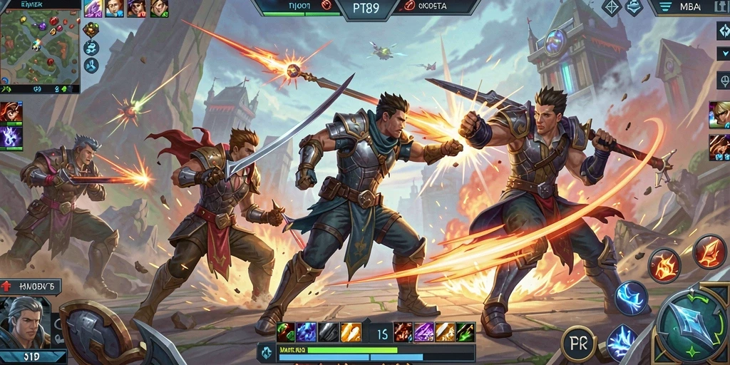 Tampilan gameplay MOBA yang menarik dan mendebarkan.