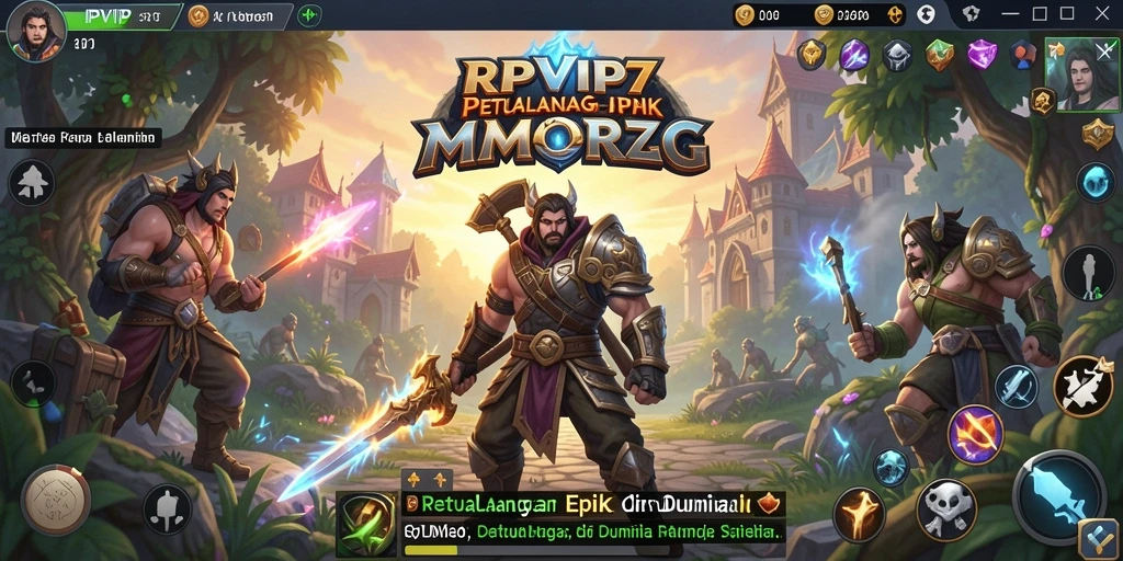 Screenshot gameplay RPVIP7 yang menunjukkan pertempuran epik dalam dunia MMORPG.