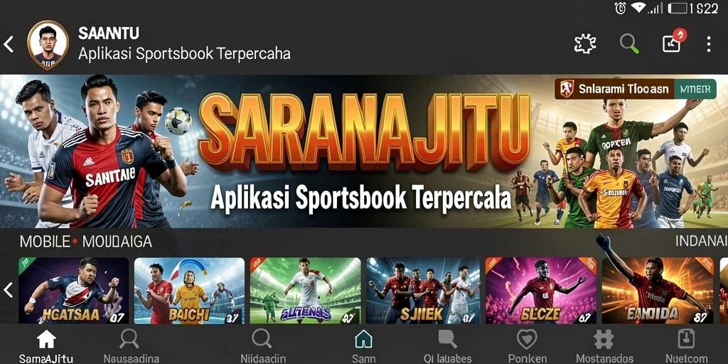 Tampilan gameplay SARANAJITU yang menakjubkan saat bertaruh olahraga.