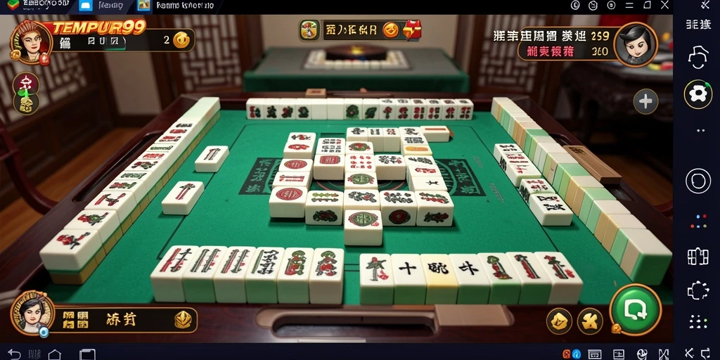 Screenshot TEMPUR99 menampilkan gameplay Mahjong yang seru dan interaktif.